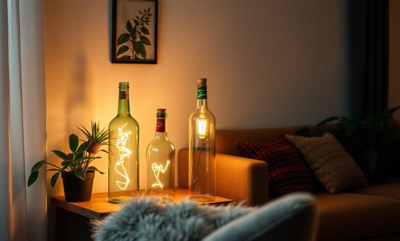 Daur Ulang Botol Kaca Jadi Lampu Hias